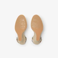 Check Mews Espadrille Pumps​ in Sand - Women, Linen | Burberry® Official