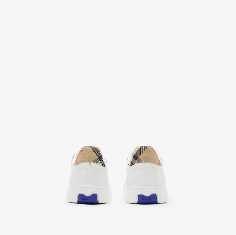 Leather and Check Terrace Sneakers​ in White/sand - Women | Burberry® Official