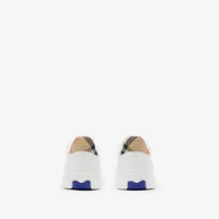Leather and Check Terrace Sneakers​ in White/sand - Women | Burberry® Official