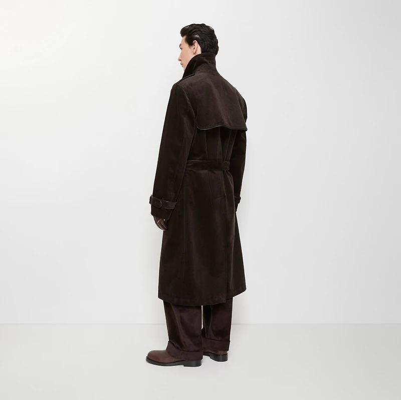 Long Corduroy Trench Coat in Clove brown - Men, Cotton | Burberry® Official