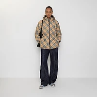 Check Nylon Hooded Puffer Jacket in Sand - Women | Burberry® Official