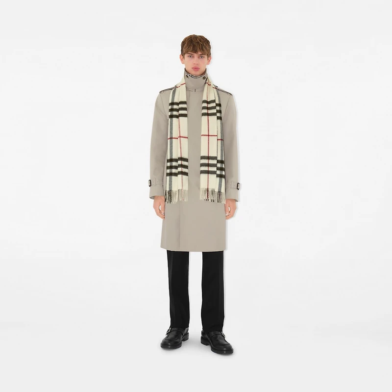 Check Cashmere Scarf in Stone | Burberry® Official