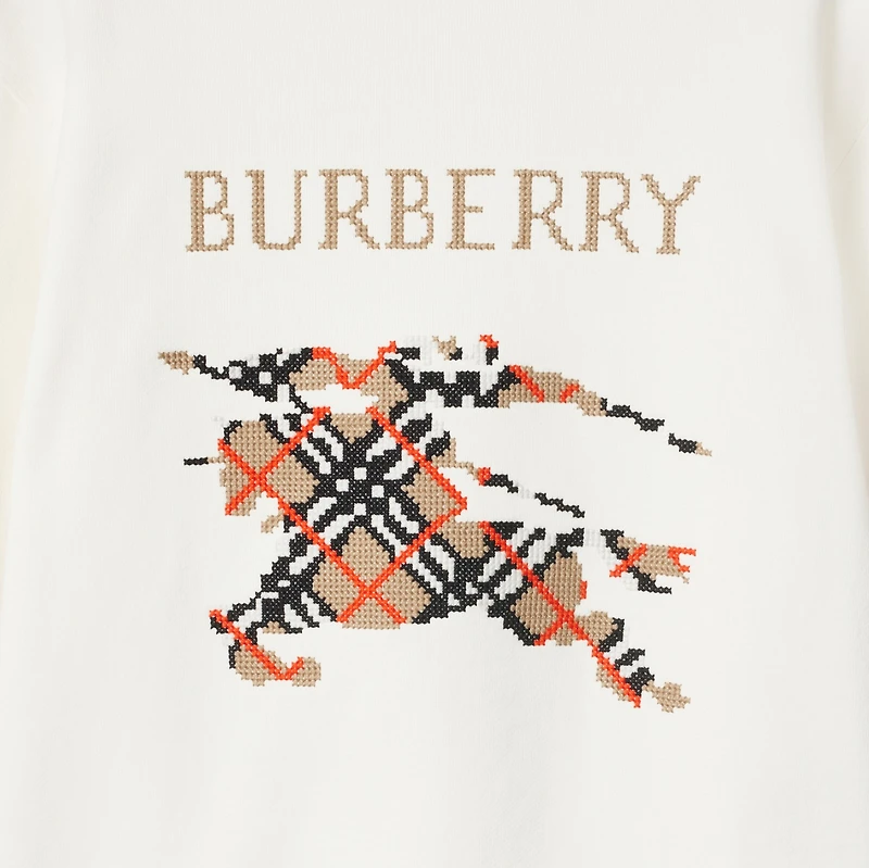 Cross Stitch EKD​ Cotton Sweatshirt in Chalk white - Men | Burberry® Official