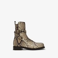 Python-print Leather Ledger Boots​​ in Serpent beige - Men | Burberry® Official