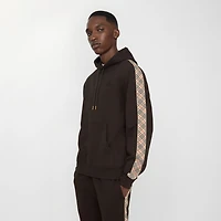 Check Trim Cotton Hoodie in Clove brown - Men | Burberry® Official