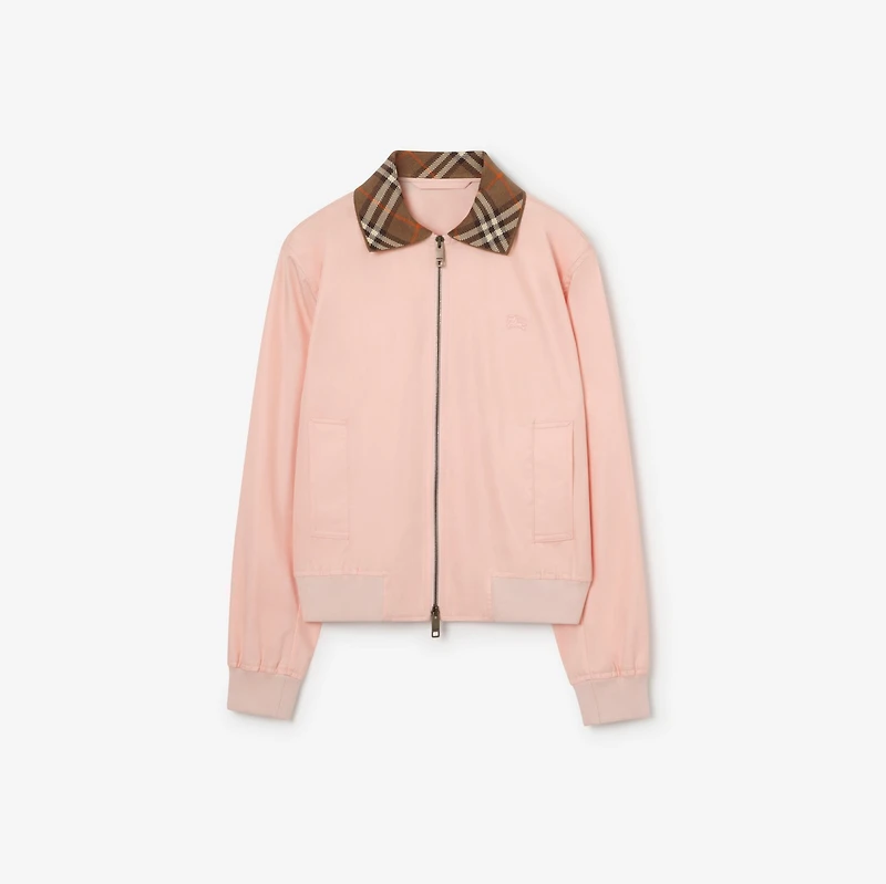 Cropped Tropical Gabardine Hayfield Harrington Jacket in Compact pink - Women | Burberry® Official