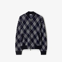 Check Wool Blend Bomber Jacket in Ink blue - Men | Burberry® Official