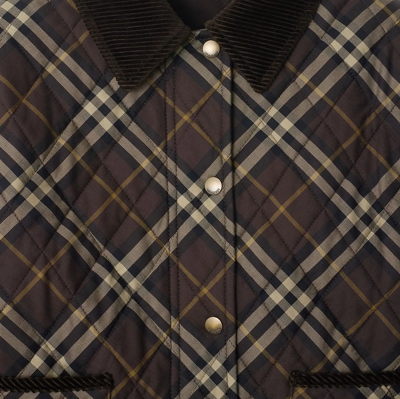 Cropped Check Quilted Cotton Jacket in Truffle brown - Women | Burberry® Official