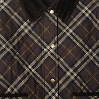 Cropped Check Quilted Cotton Jacket in Truffle brown - Women | Burberry® Official