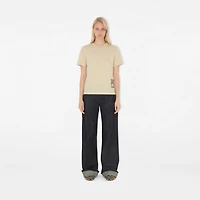 Check Label Cotton T-shirt in Nutmeg - Women | Burberry® Official