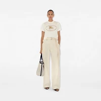 Knight Stamp Cotton T-shirt in Chalk - Women | Burberry® Official