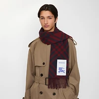 Check Cashmere Scarf in Ink blue | Burberry® Official