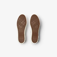Check Nylon Blend Sneakers in Leaf - Men, Technical | Burberry® Official