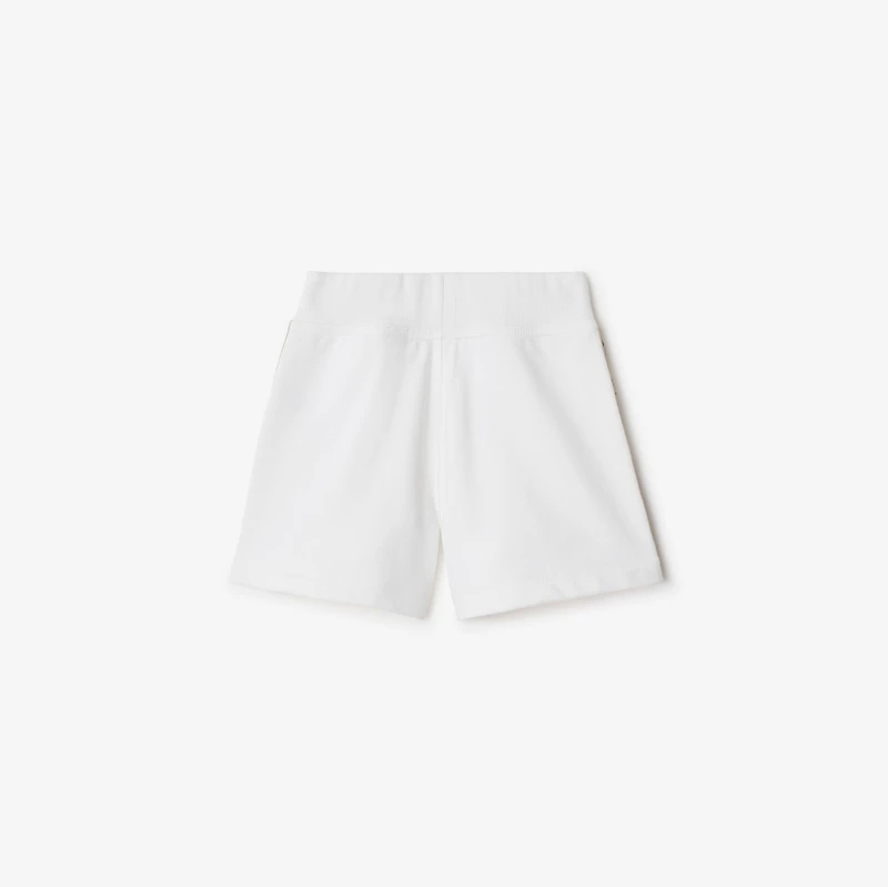 Check Trim Cotton Shorts in White | Burberry® Official