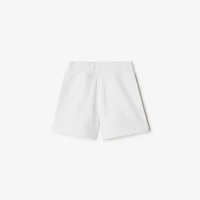 Check Trim Cotton Shorts in White | Burberry® Official