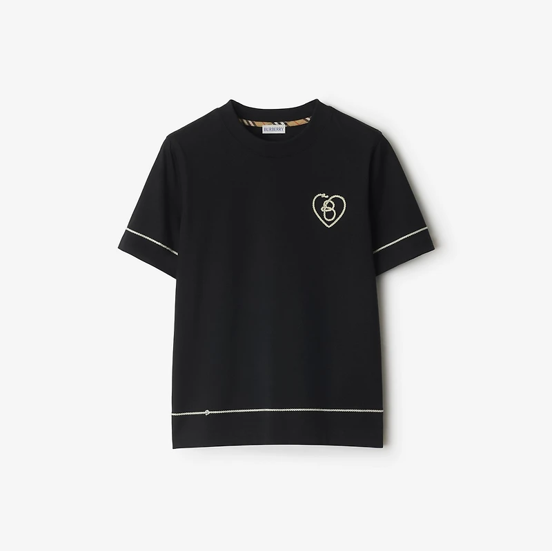 B Heart Cotton T-shirt in Black - Women | Burberry® Official