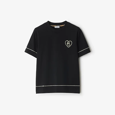 B Heart Cotton T-shirt in Black - Women | Burberry® Official