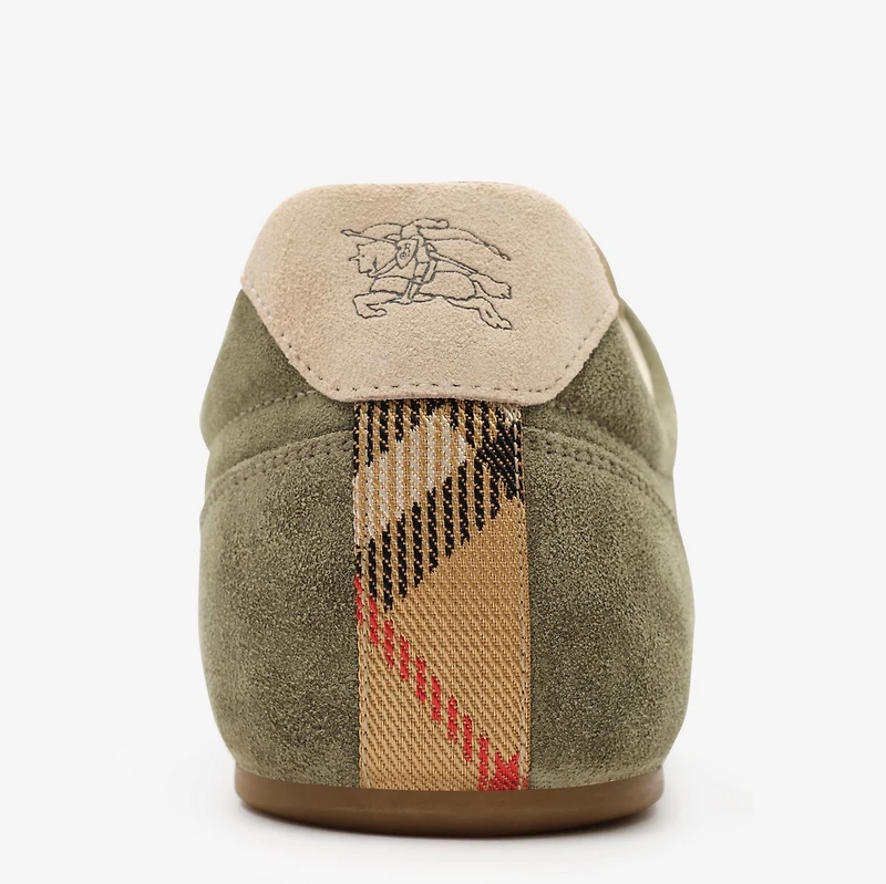 Suede Knight Runner Sneakers​ in Airforce green/tawny beige - Men | Burberry® Official