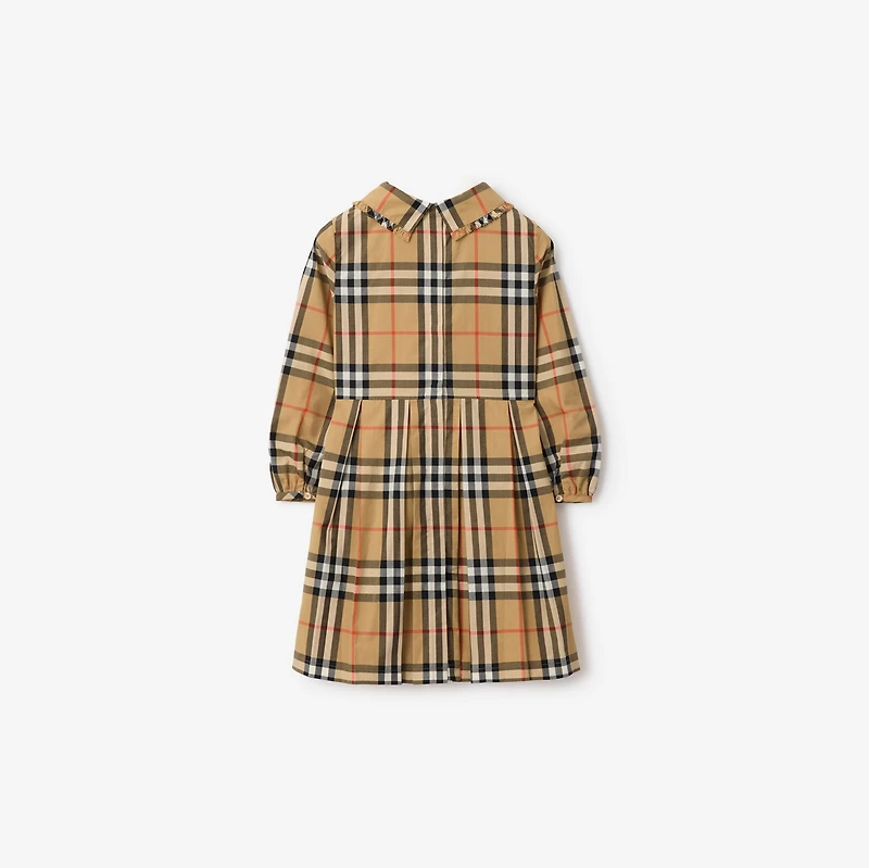 Check Cotton Poplin Dress in Sand beige | Burberry® Official