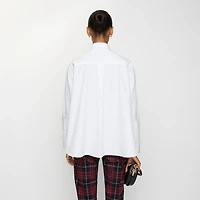 Oversized Cotton Poplin Shirt in Optic white - Women | Burberry® Official