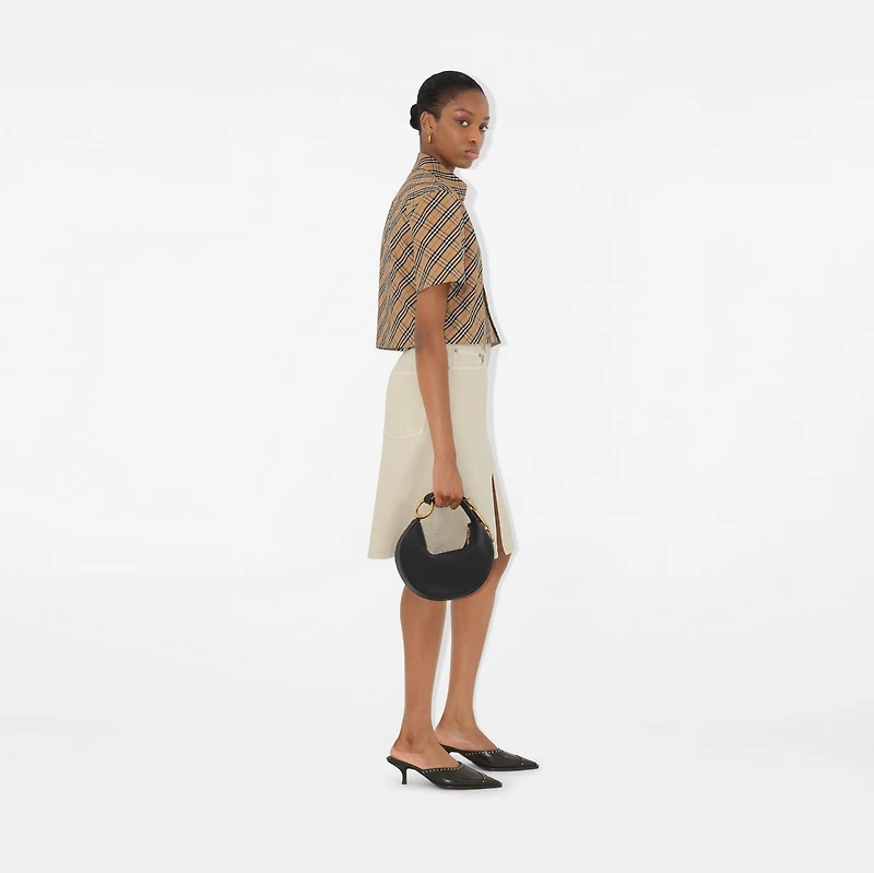 Cropped Check Cotton Shirt in Sand - Women | Burberry® Official
