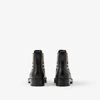 Check Panel Leather Chelsea Boots in Black - Women | Burberry® Official