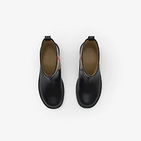 Check Panel Leather Boots in Black - Children | Burberry® Official