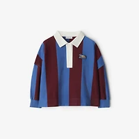 Long-sleeve Striped Cotton Polo Shirt in Pool | Burberry® Official