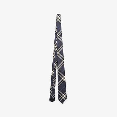 Check Silk Tie in Navy - Men | Burberry® Official