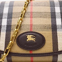 Highlands Chain Strap Wallet​ in Sand - Women, Cotton, Linen | Burberry® Official