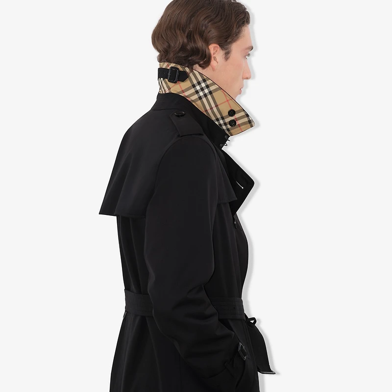 Long Kensington Heritage Trench Coat in Black - Men, Cotton Gabardine | Burberry® Official