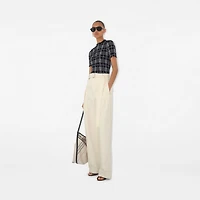 Gabardine Belted Trousers in Lunar - Women, Cotton | Burberry® Official
