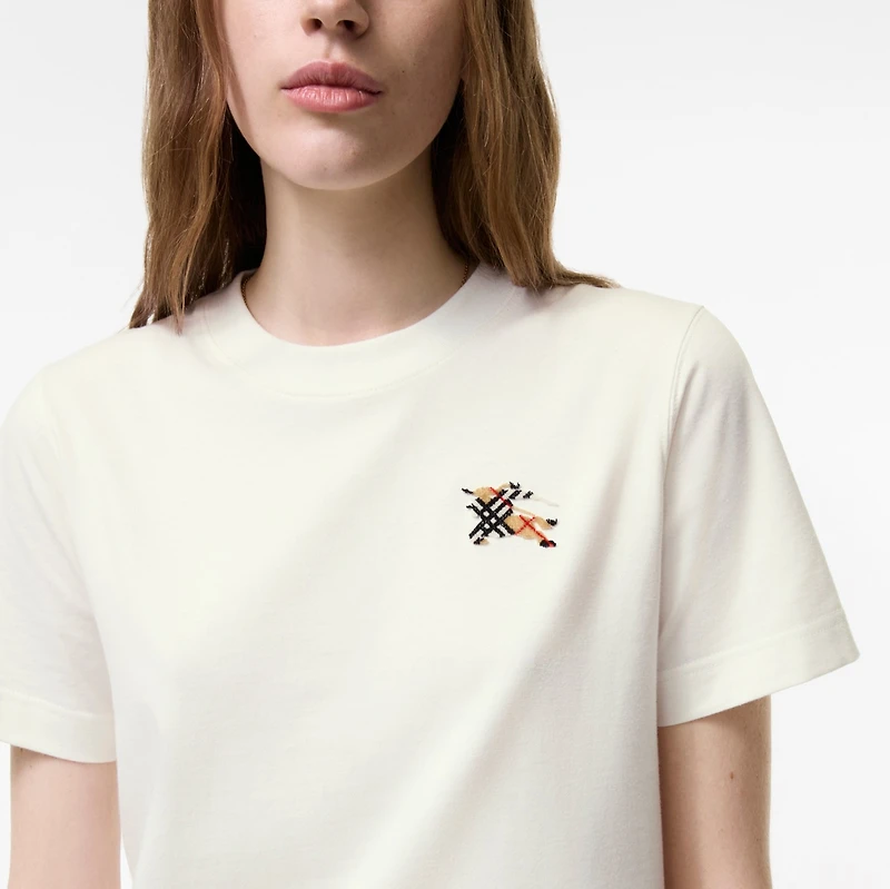 EKD Check Cotton T-shirt in Chalk white - Women | Burberry® Official