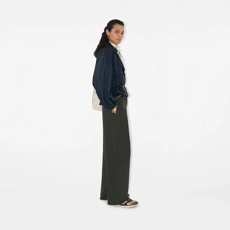 Satin Hooded Trench Jacket in Navy - Women, Nylon | Burberry® Official