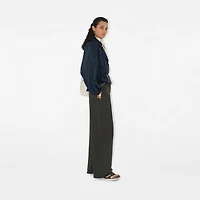 Satin Hooded Trench Jacket in Navy - Women, Nylon | Burberry® Official