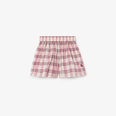 Check Cotton Shorts in Aubergine purple | Burberry® Official