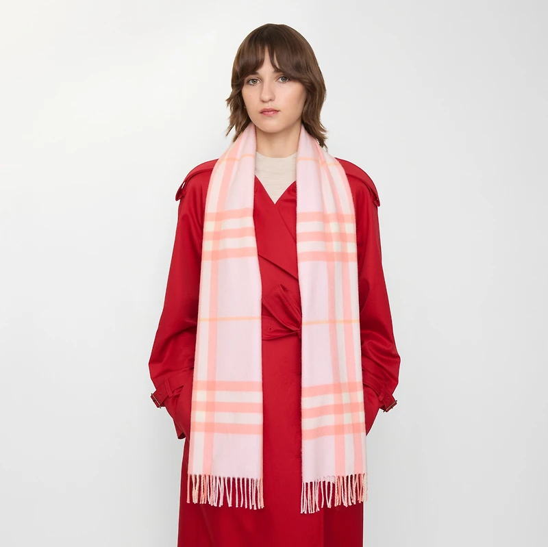 Check Cashmere Scarf in Sugar | Burberry® Official