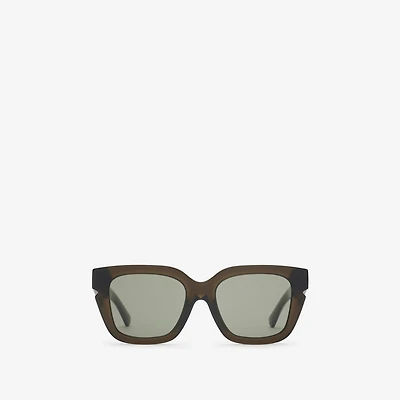 Inlaid Check Square Sunglasses in Dark khaki - Women | Burberry® Official