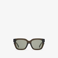 Inlaid Check Square Sunglasses in Dark khaki - Women | Burberry® Official