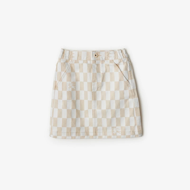 Checkerboard Denim Skirt in Calico | Burberry® Official