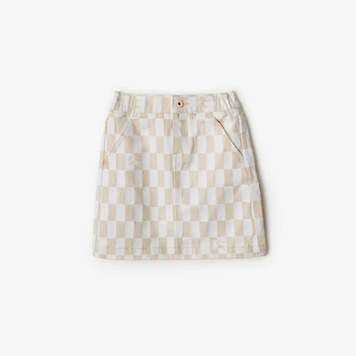 Checkerboard Denim Skirt in Calico | Burberry® Official