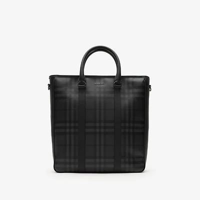 City Check North South Tote in Iron grey - Men, Technical, Cotton | Burberry® Official
