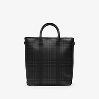 City Check North South Tote in Iron grey - Men, Technical, Cotton | Burberry® Official