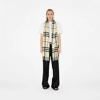 Wide Check Cashmere Scarf in Stone | Burberry® Official