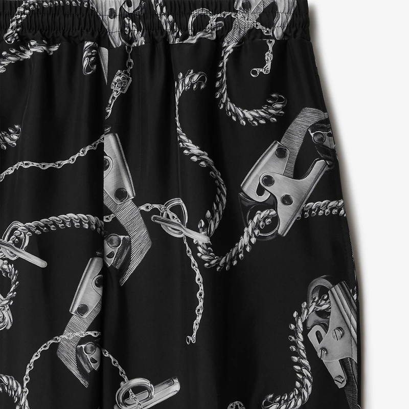 Knight Hardware Silk Trousers in Silver/black - Women | Burberry® Official