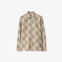 Relaxed Fit Check Cotton Shirt in Stone grey - Men | Burberry® Official