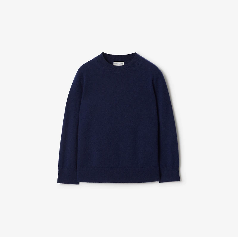 Check Patch Wool Cashmere Sweater in Navy | Burberry® Official