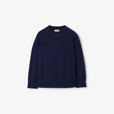 Check Patch Wool Cashmere Sweater in Navy | Burberry® Official