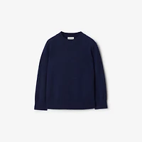 Check Patch Wool Cashmere Sweater in Navy | Burberry® Official