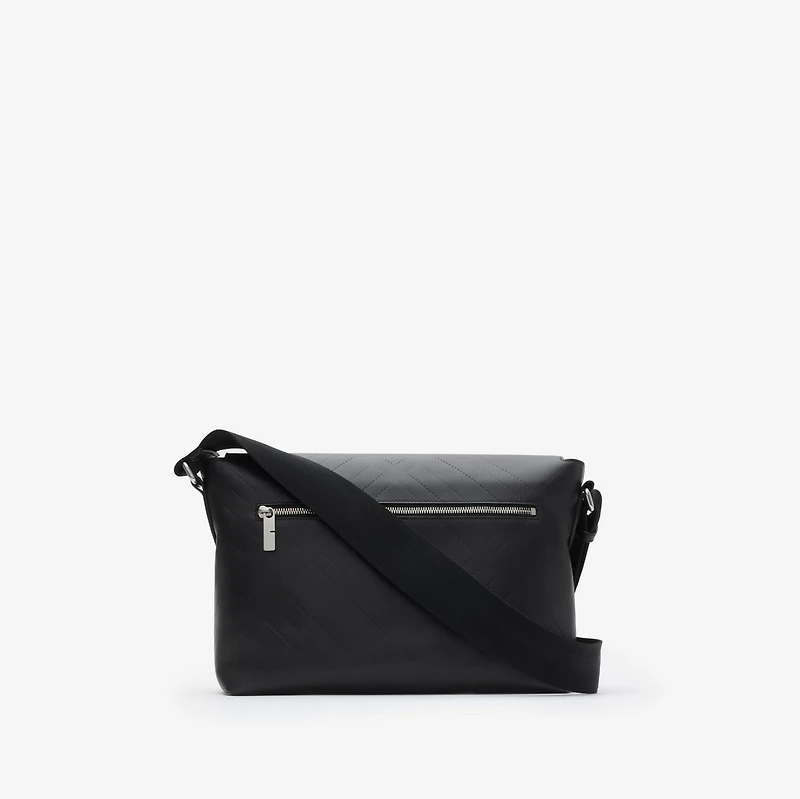 Embossed Check Buckled Messenger Bag​ in Black - Men, Leather | Burberry® Official